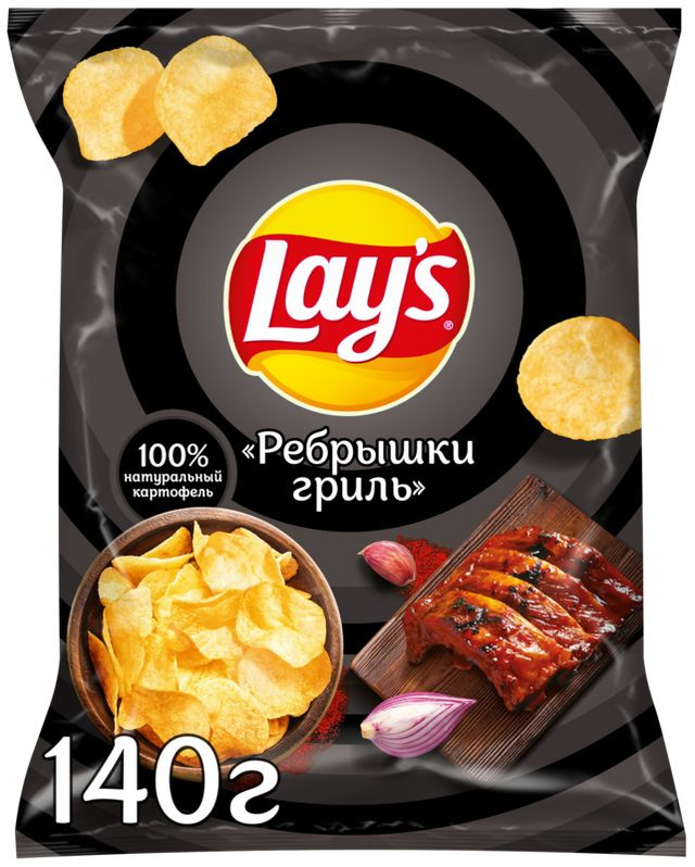 Чипсы картофельные натуральные LAY'S Ребра на гриле, 140 г #1