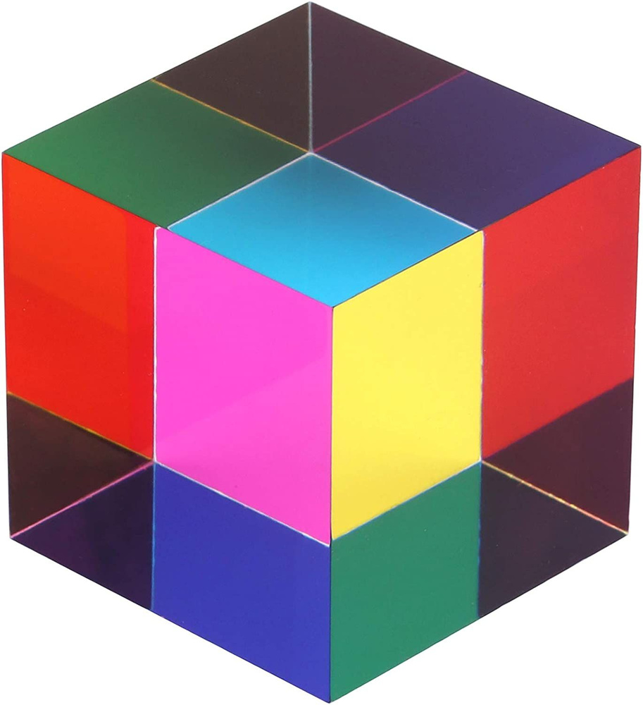 ZhuoChiMall CMY Color Cube, 1,6-дюймовая (40 мм) акриловая призма CMYcube  для украшения рабочего стола дома или офиса, обучающие игрушки для науки  Развивающие подарки для детей - купить с доставкой по выгодным ценам