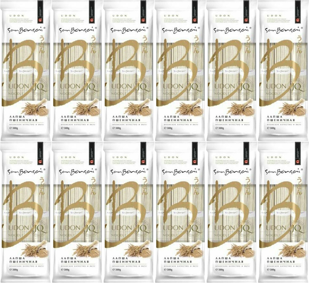 Макаронные изделия SanBonsai Лапша Udon пшеничная, комплект: 12 упаковок по 300 г  #1