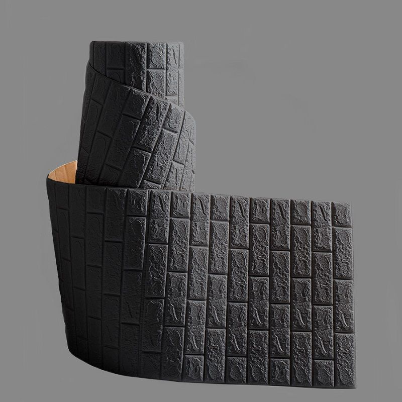 70 Смx3м \"Чёрный\", 3д, облицовка стен самоклеящейся каменной плиткой ...