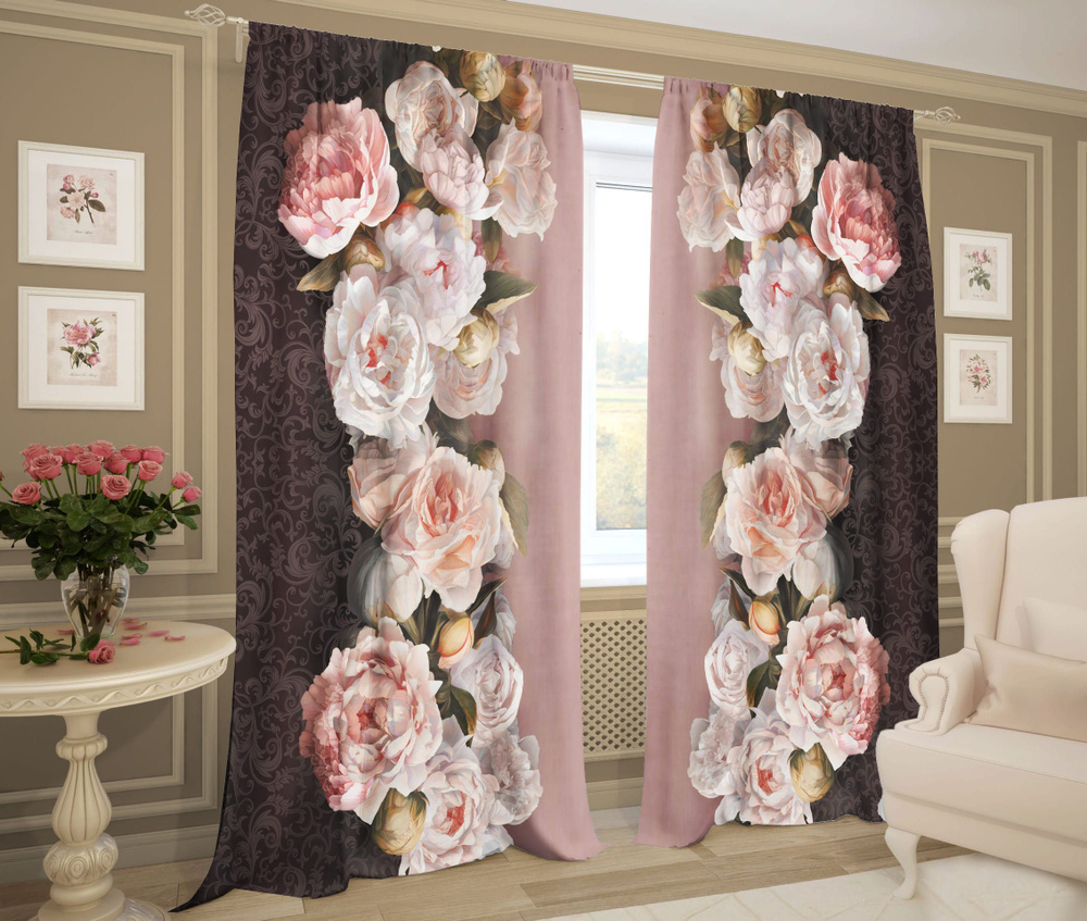 Фотошторы ТамиТекс О весне_Комплект штор Романс о любви, шоколад ...