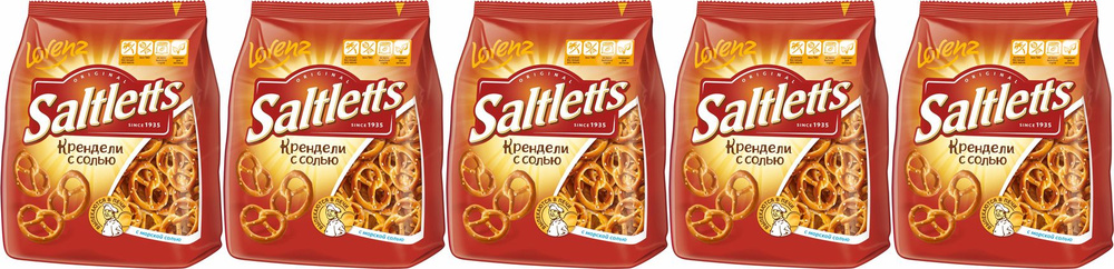 Крендельки Saltletts Lorenz с солью классические, комплект: 5 упаковок по 150 г  #1