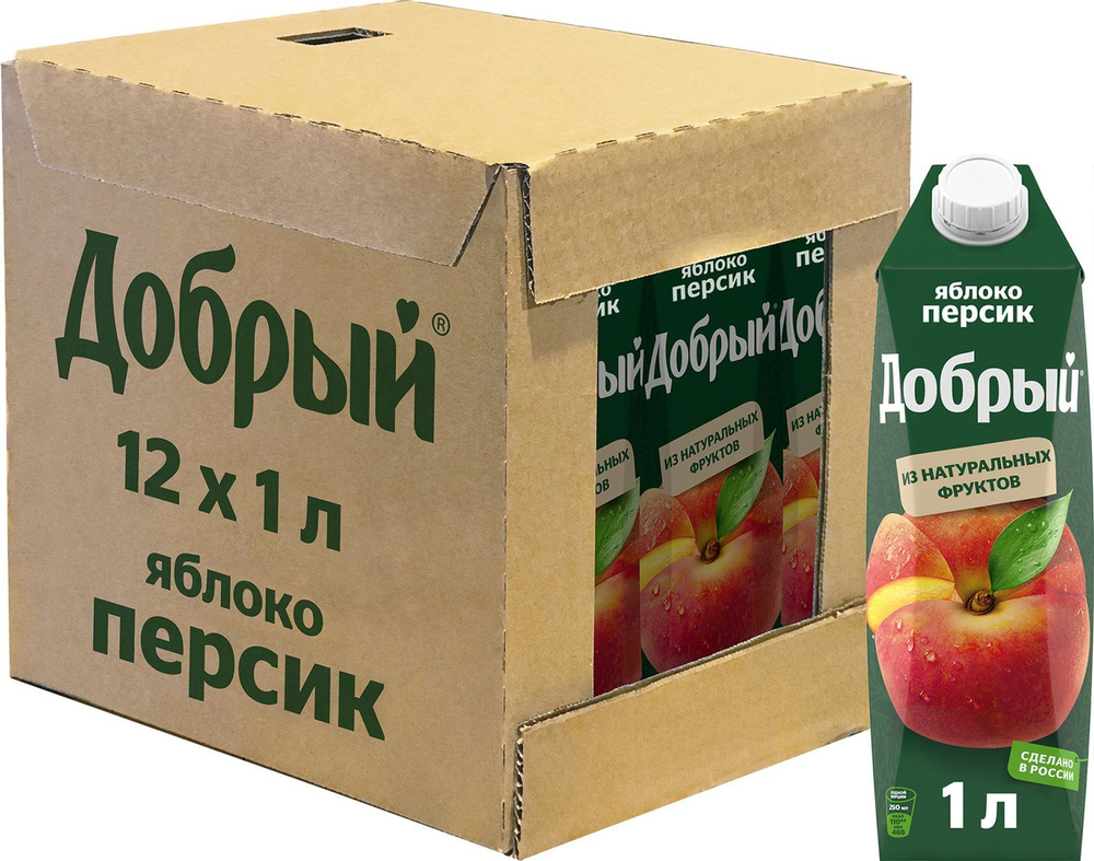 Напиток сокосодержащий Добрый Яблоко-Персик, 12 шт х 1 л #1