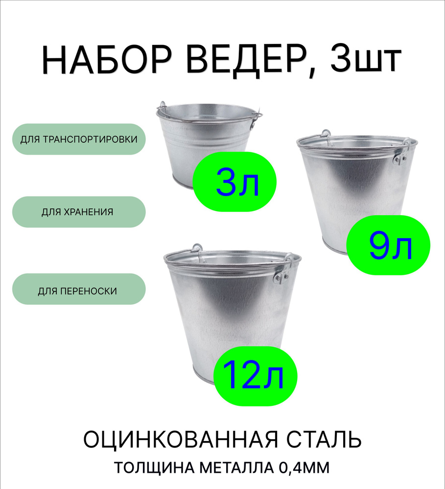 Урал ИНВЕСТ Ведро, 24 л, 3 шт #1