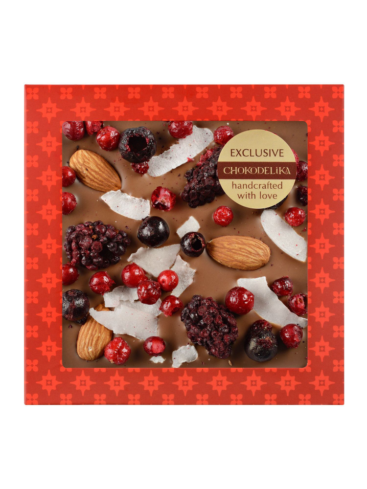 Шоколад ручной работы Chokodelika молочный с украшением "ЕЖЕВИКА, кокос ...