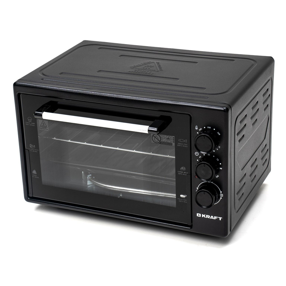 Мини-печь KRAFT KF-MO3800BL, серебристый, черный, 38 л купить по низкой ...