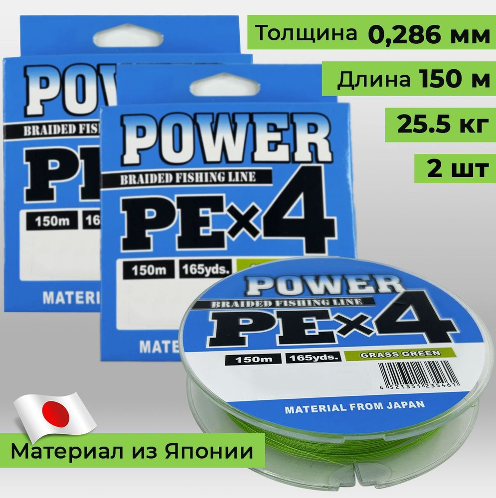 Плетёный шнур/ Плетенка для рыбалки 2 шт. 0,286 мм. по 150 м. 25.5 кг  #1