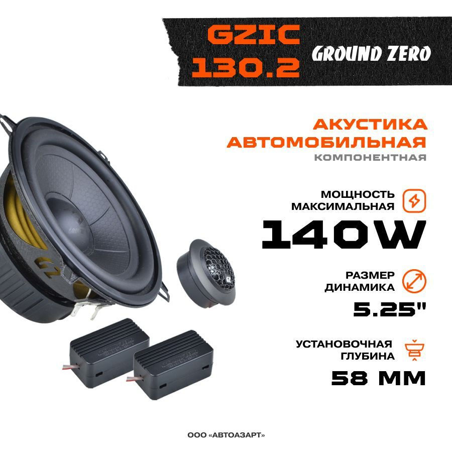 Акустика компонентная Ground Zero GZIC 130.2 / Колонки автомобильные/  Динамики автомобильные - купить по выгодной цене в интернет-магазине OZON,  гарантия 1 год (722348582)