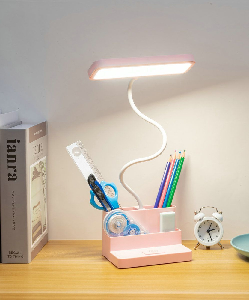 Настольный светильник LED на гибкой стойке с сенсорным управлением,лампа настольная для школьника с тремя #1
