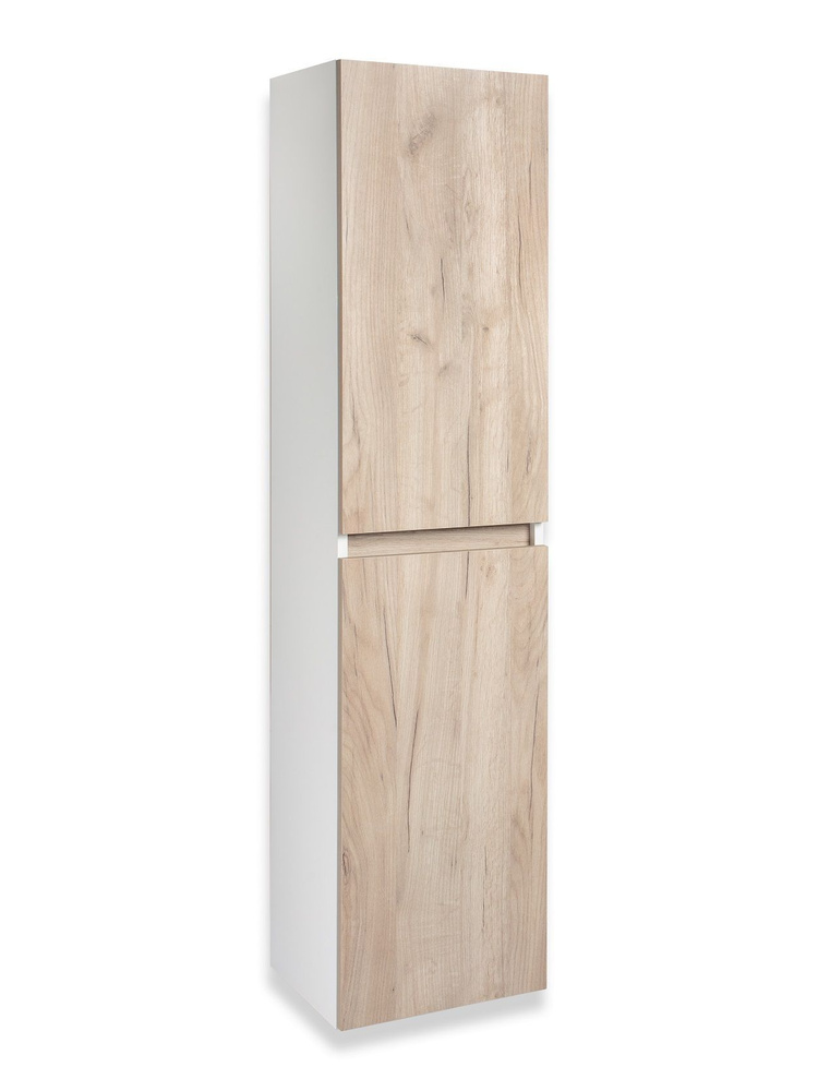 Шкаф в ванную пенал подвесной / Runo / Бари 35, крафтовый дуб ...