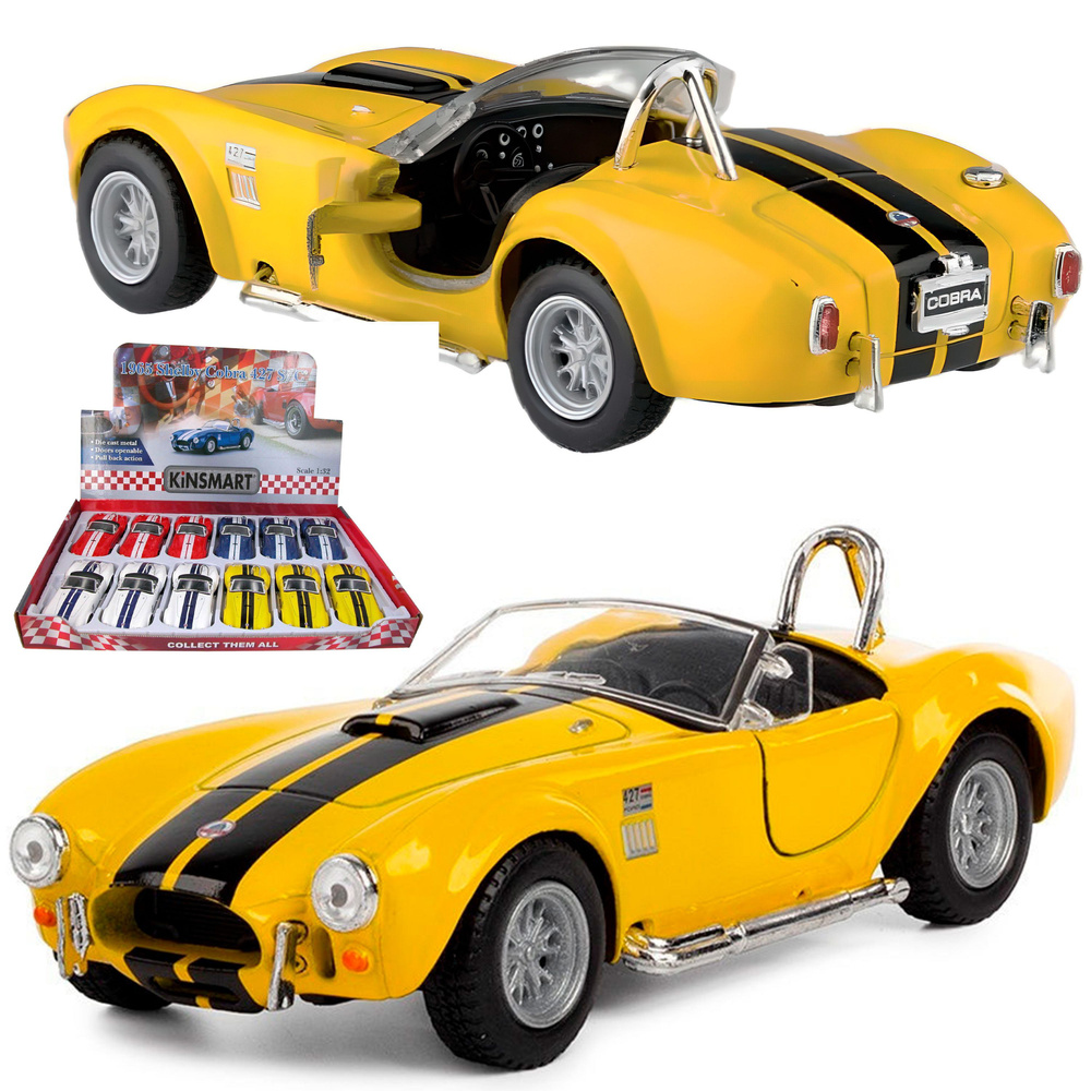 Металлическая машинка Kinsmart 1:32 1965 Shelby Cobra 427 S/C инерционная / Желтый  #1