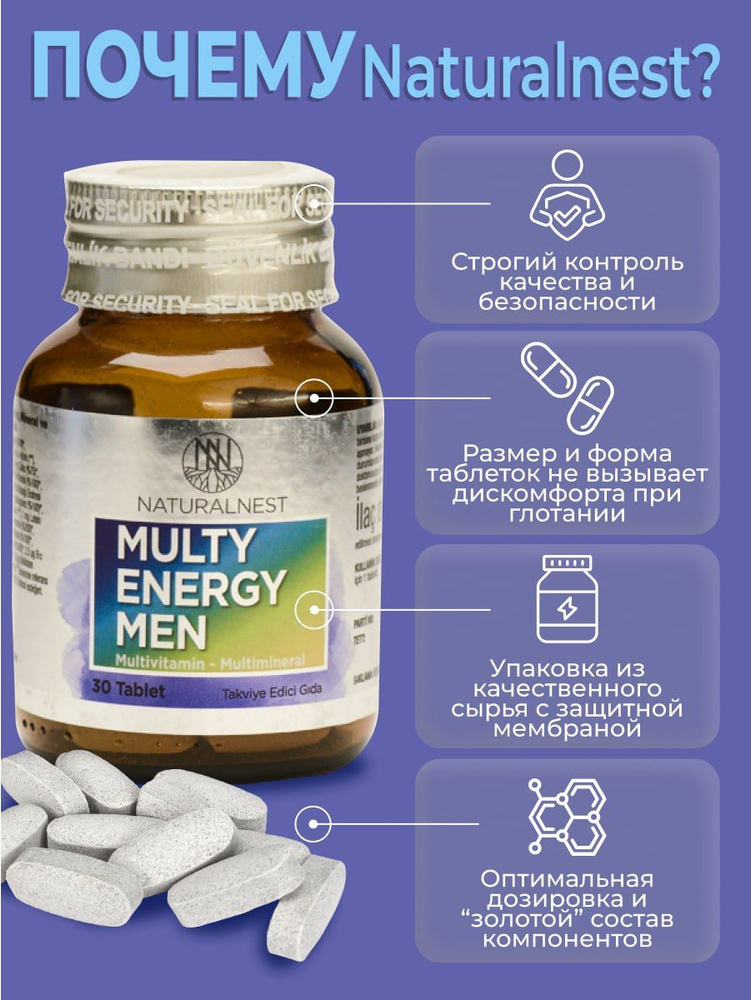 Мультикомплекс витаминов Натуралнест для мужчин выносливость ...