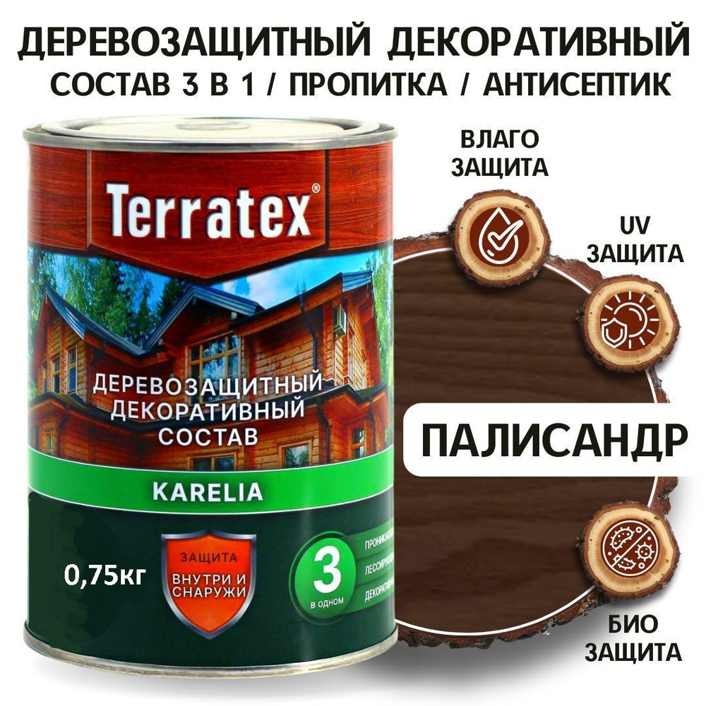 Антисептик лессирующий декоративный для дерева Terratex на алкидной ...