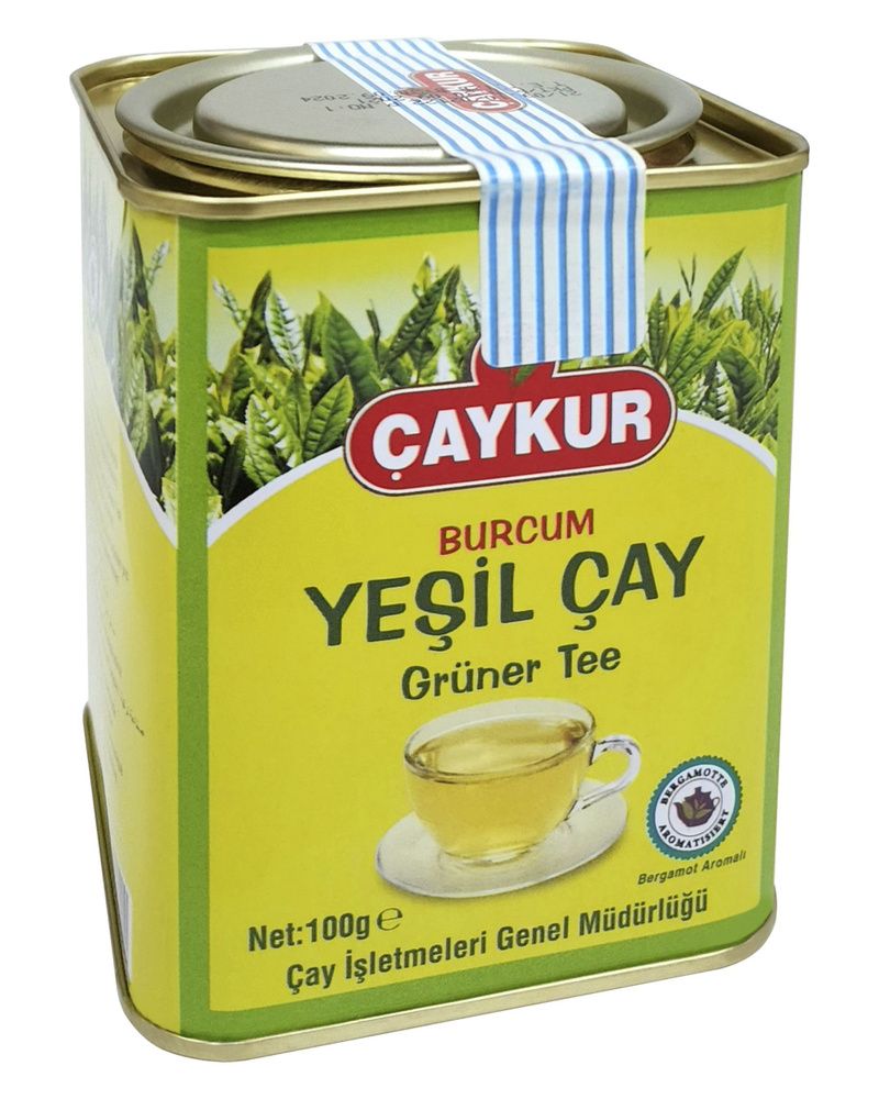 Чай зеленый листовой с бергамотом, "Caykur", Burcum Yesil Cay, 100гр. Турция #1