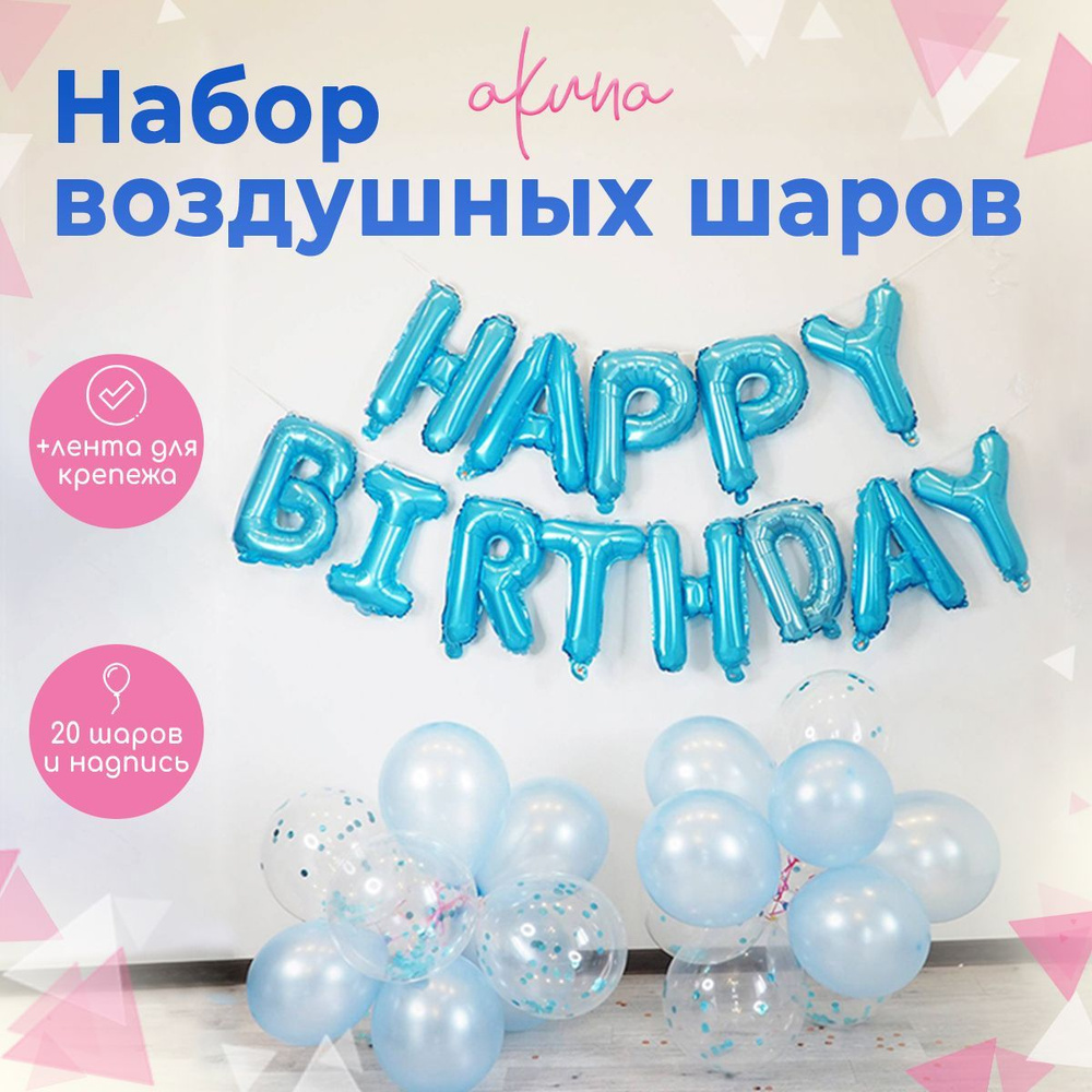 Шары воздушные фотозона буквы Happy Birthday