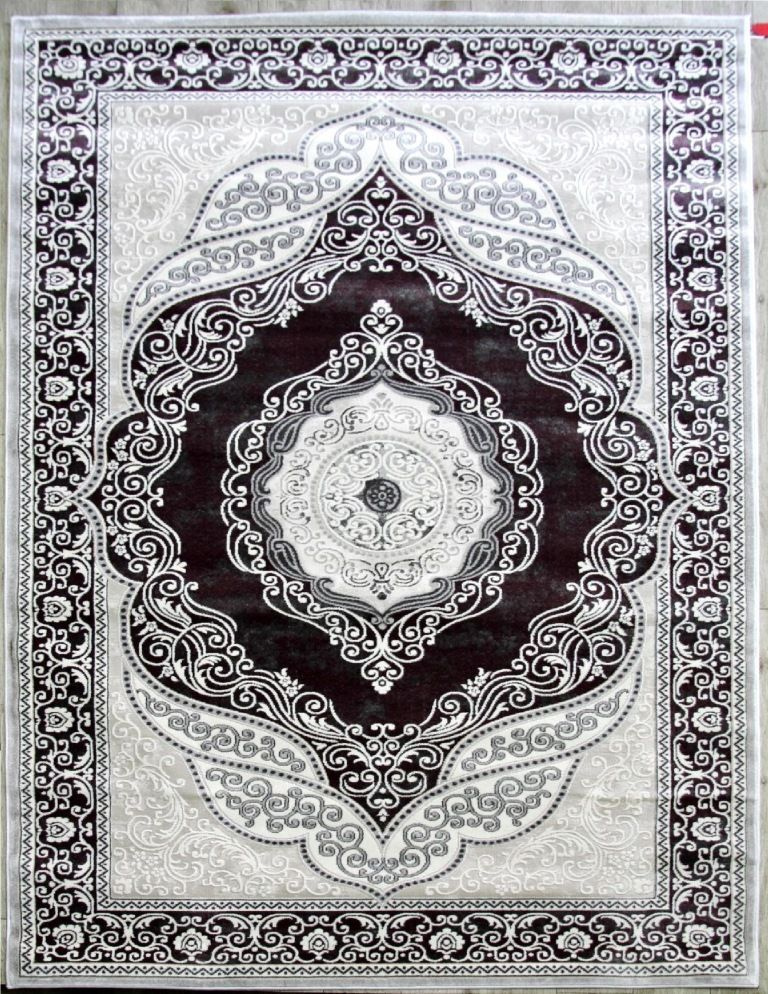 LikeCarpets Ковер серый с фиолетовым неоклассика, 1 x 2 м #1