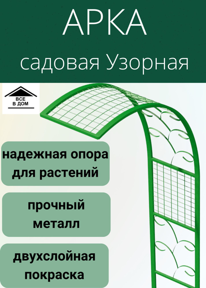 Арка садовая металлическая разборная для цветов и вьющихся Полуарка ...