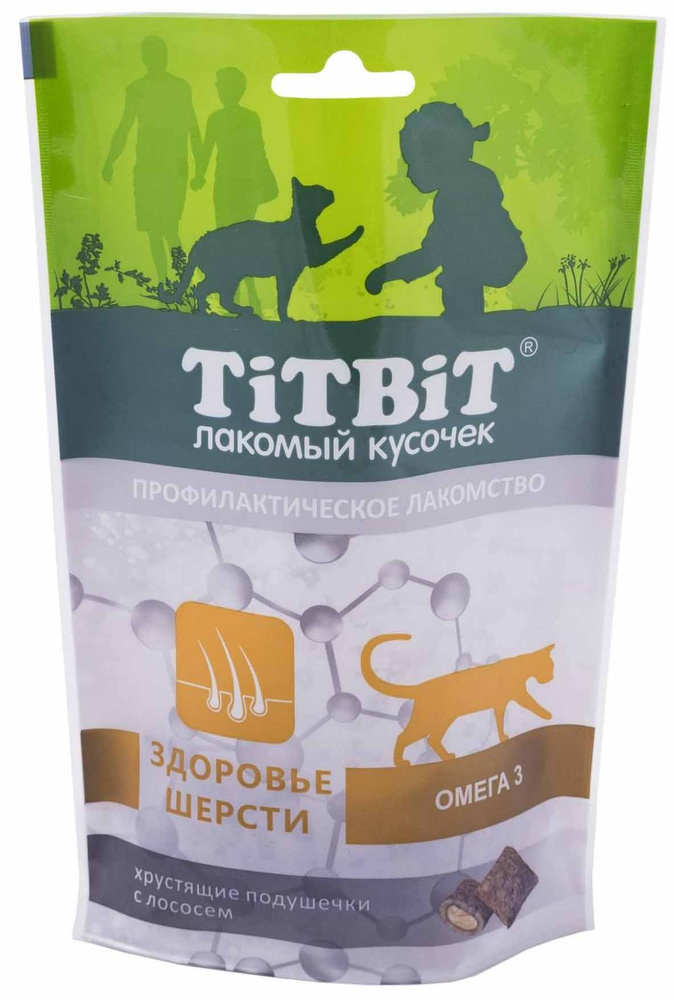 Лакомство TiTBiT "Лакомый кусочек" для кошек, хрустящие подушечки с ...