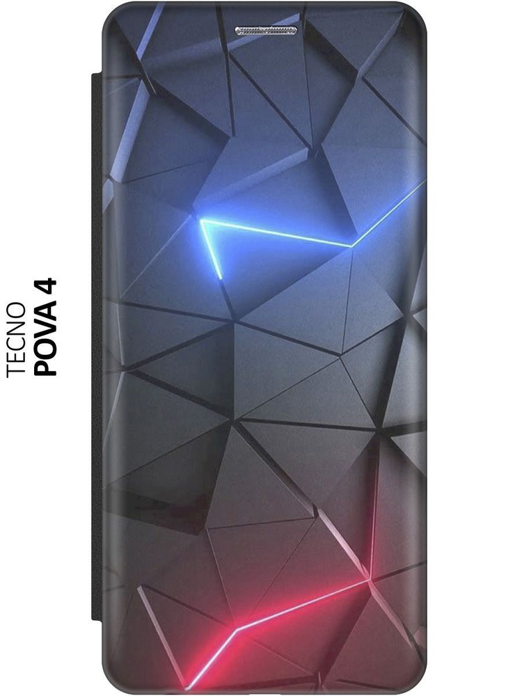 Чехол-книжка на Tecno Pova 4 / Техно Пова 4 c принтом "Графитовые грани ...