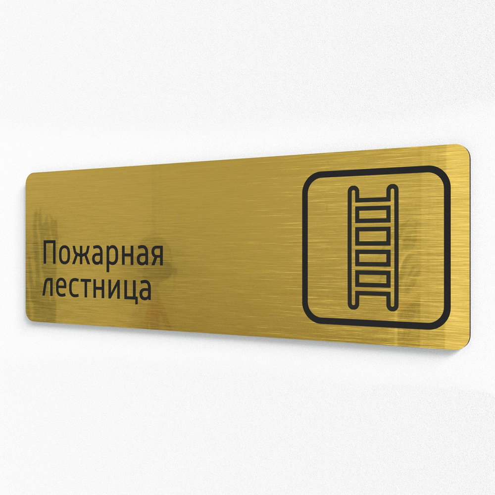 Табличка пожарная лестница, для офиса, кафе, ресторана, 30х10 см ...