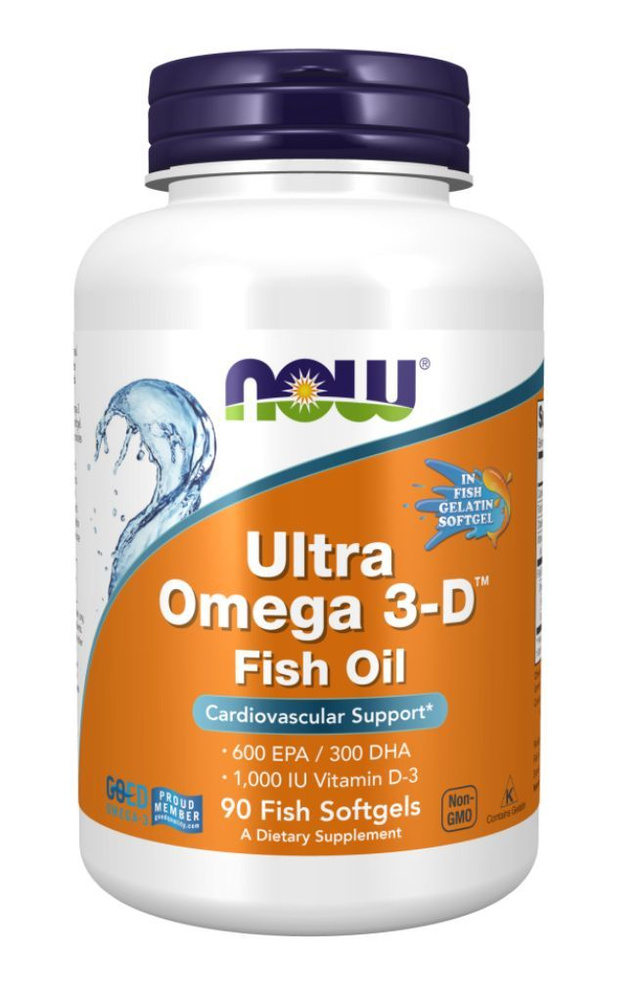 Ultra Omega NOW Ультра Омега 3-D (витамин Д3) Fish Oil, 90 гелевых капсул (капсулы массой 1508 мг))  #1