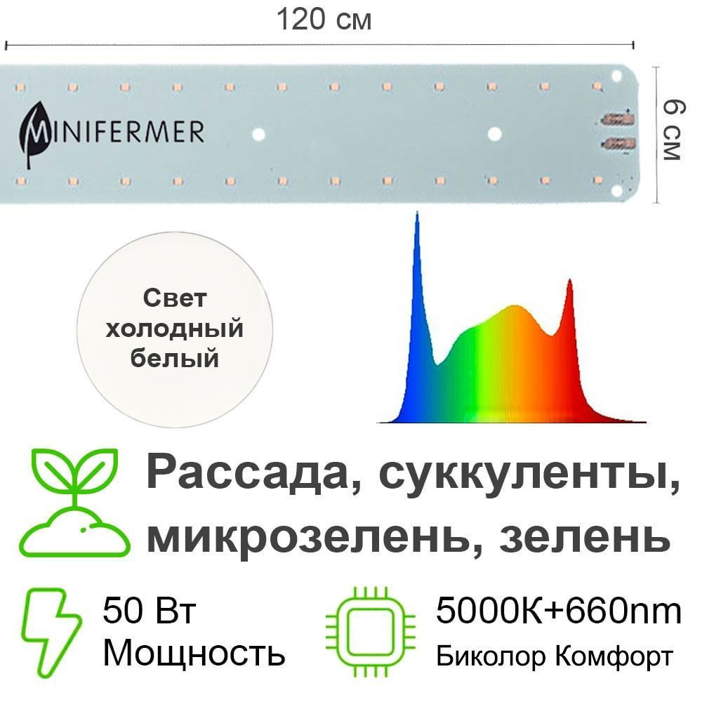 Фитолампа полного спектра/Квантум Лайн для рассады, зелени, микрозелени, витграсса, беби-листа, суккулентов #1