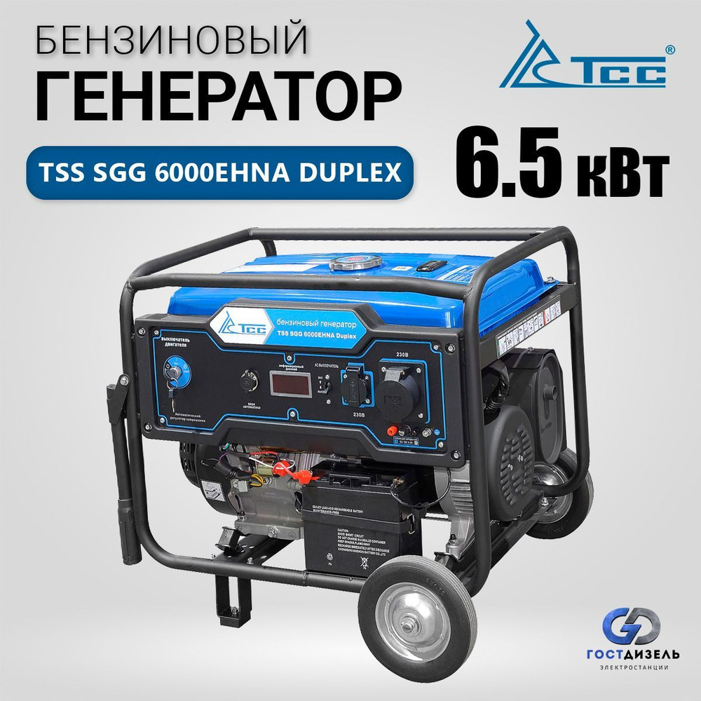 Генератор бензиновый TSS SGG 6000EHNA DUPLEX 6,5 кВт с электростартером.  Пусковые токи до 15 кВт - купить по низкой цене в интернет-магазине OZON  (1069766701)