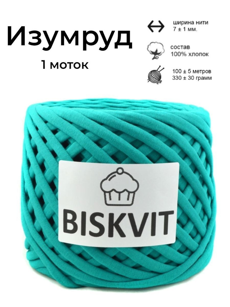 Трикотажная пряжа Biskvit, цвет Изумруд #1