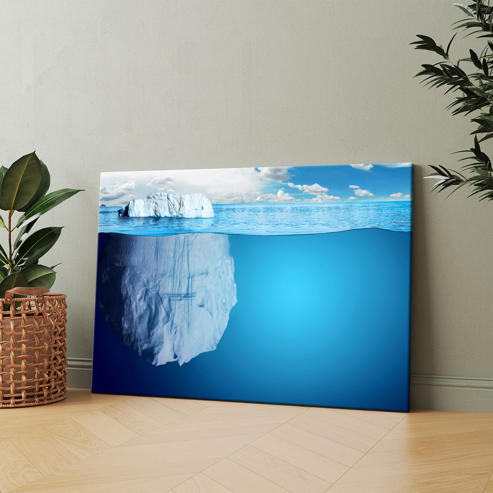 Картина на холсте (Айсберг под водой) 80x100 см. Интерьерная, на стену ...