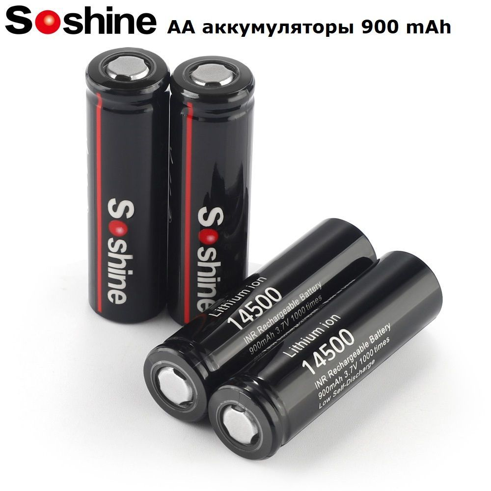 Аккумуляторы Soshine AA 14500 3,7V 900mAh li-ion под пайку 4шт. #1