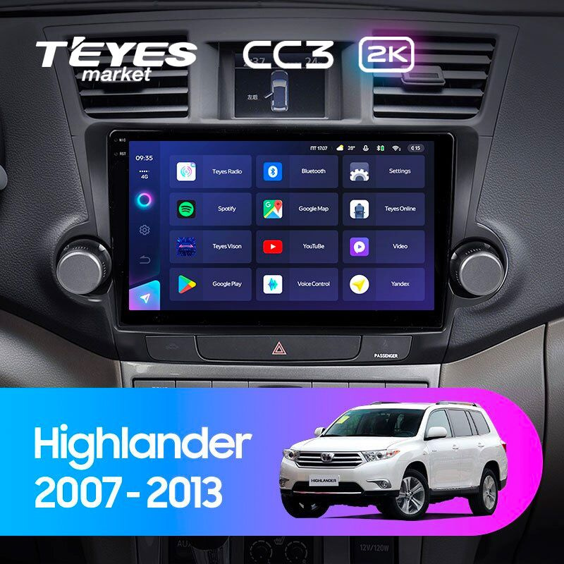 Магнитола для авто, TEYES Магнитола CC3 2K 6 Gb 10.36" для Toyota Highlander 2 XU40 2007-2013 Вариант #1