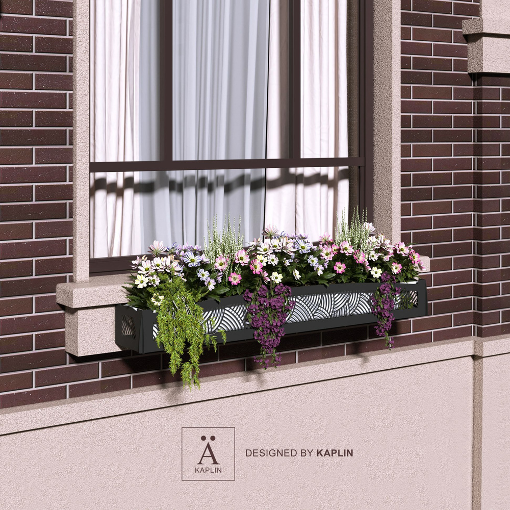 Ящик для цветов, балконный ящик, кашпо "БРИZ", 160 см, 1 шт, черный ...