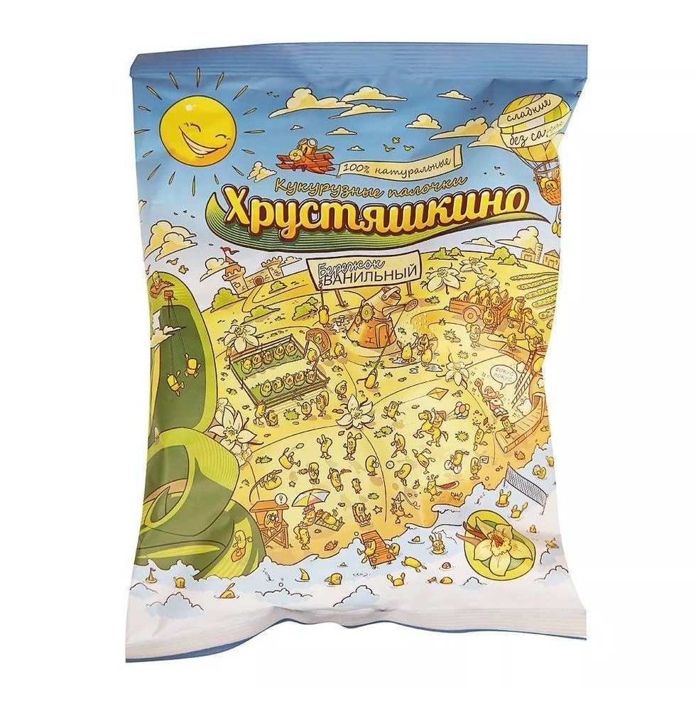 Кукурузные палочки ванильные без сахара Хрустяшкино, 90 г Россия - 6 шт ...