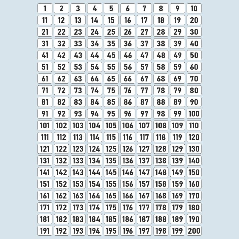 Наклейка / стикер номера от ПолиЦентр цвет белый 15х10 мм / номерные стикеры 1-200 #1