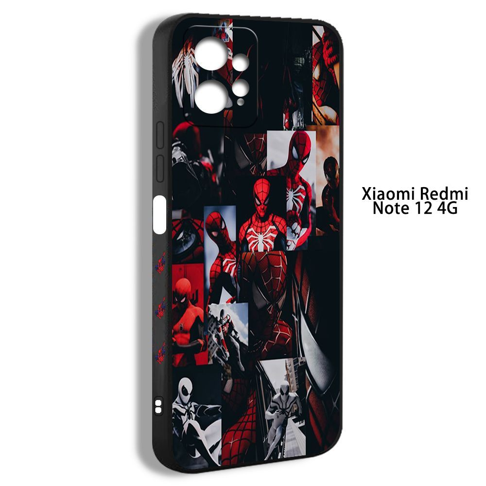 Чехол для смартфона Подходит для Xiaomi Redmi Note 12 4G герой Spider man  Человек паук красный эстетический коллаж SPW01