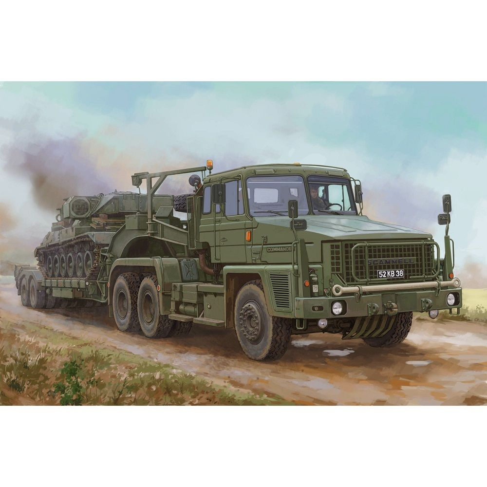 Сборная модель военной техники Hobby Boss Scammell Commander with 62 tonne  Crane Fruehauf semi-tr, масштаб 1/35