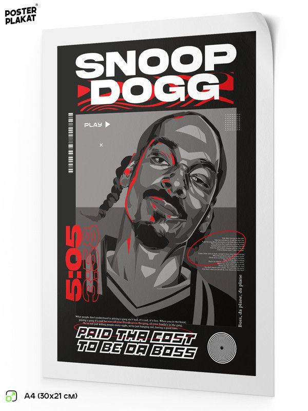 Постер SNOOP DOG Снуп Дог на стену для интерьера, музыкальный, хип-хоп артисты, рэп, А4 (30 х 21 см), #1