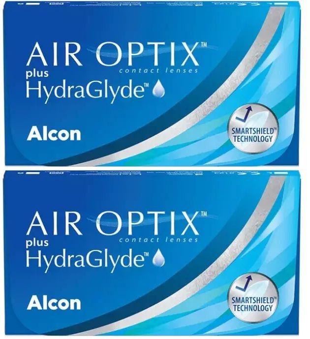 Air Optix Plus HydraGlyde -6.50 / 14.2 / 8.6, 12 штук (2 пачки по 6 линз), контактные ежемесячные. ALCON #1