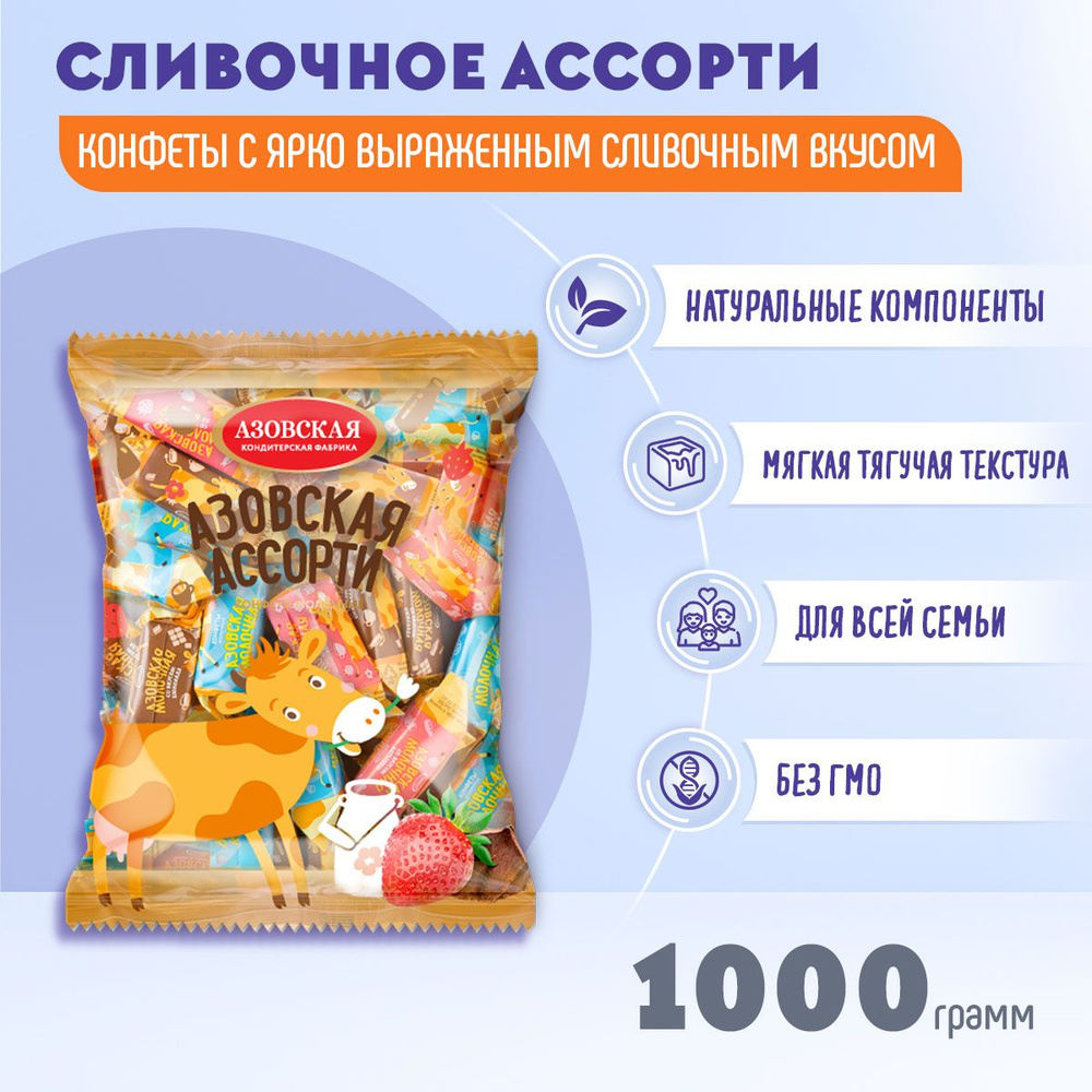 Конфеты Азовская АССОРТИ молочные 1 кг купить на OZON по низкой цене ...