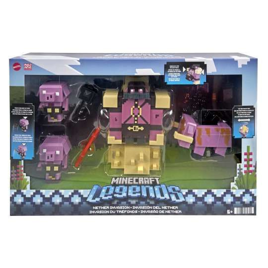 NUOVO Mattel Minecraft Legends Nether Invasion Pack set di