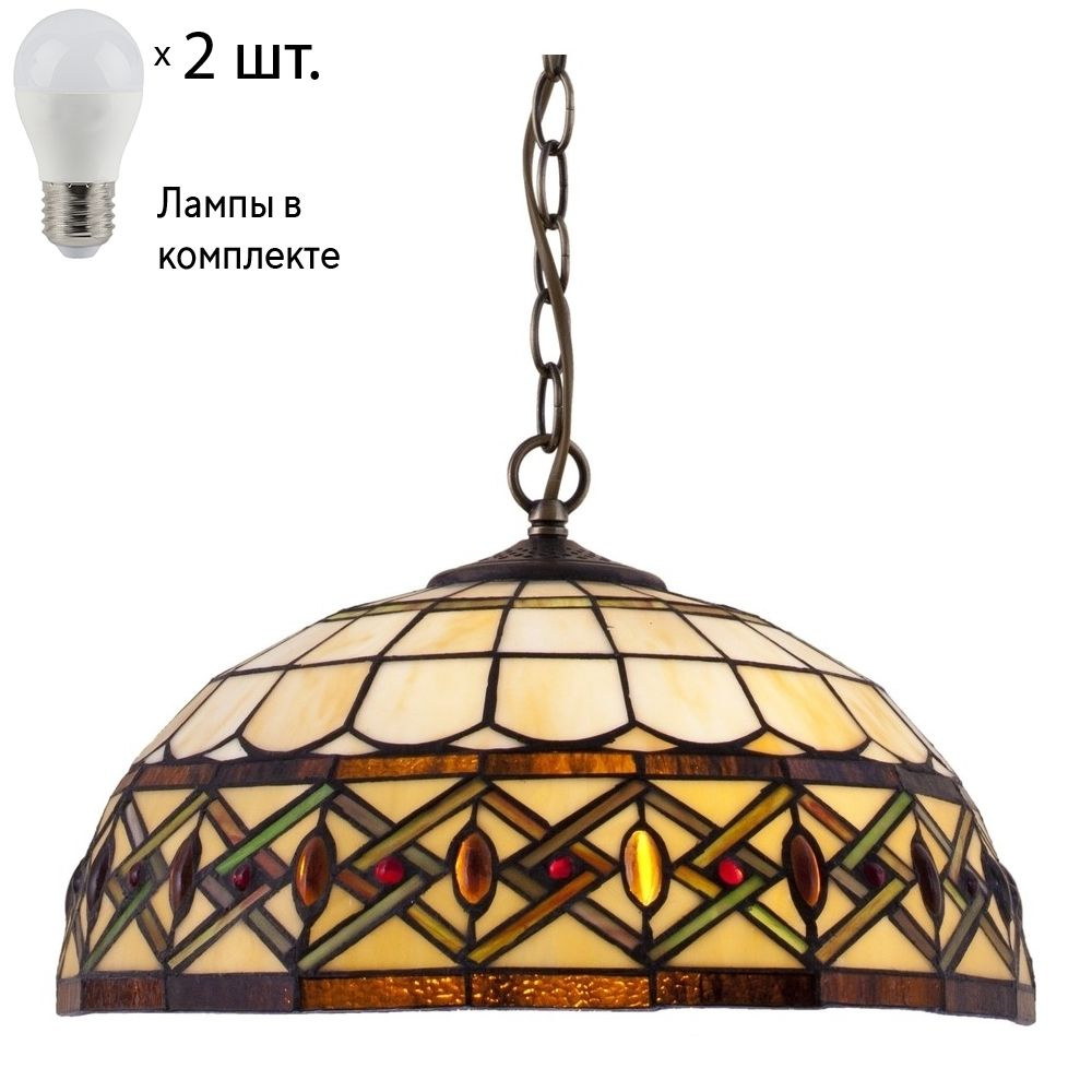 Светильник тиффани. Подвесной светильник с лампочками Velante 859-806-02+Lamps  #1