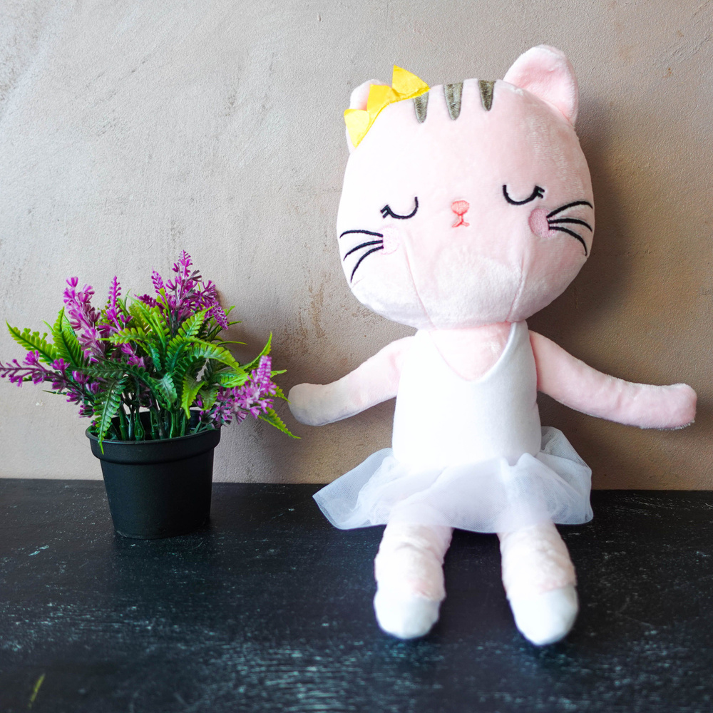 Мягкая игрушка "Кошечка балерина", детская плюшевая игрушка котенок для девочек 33 см, цвет розовый  #1