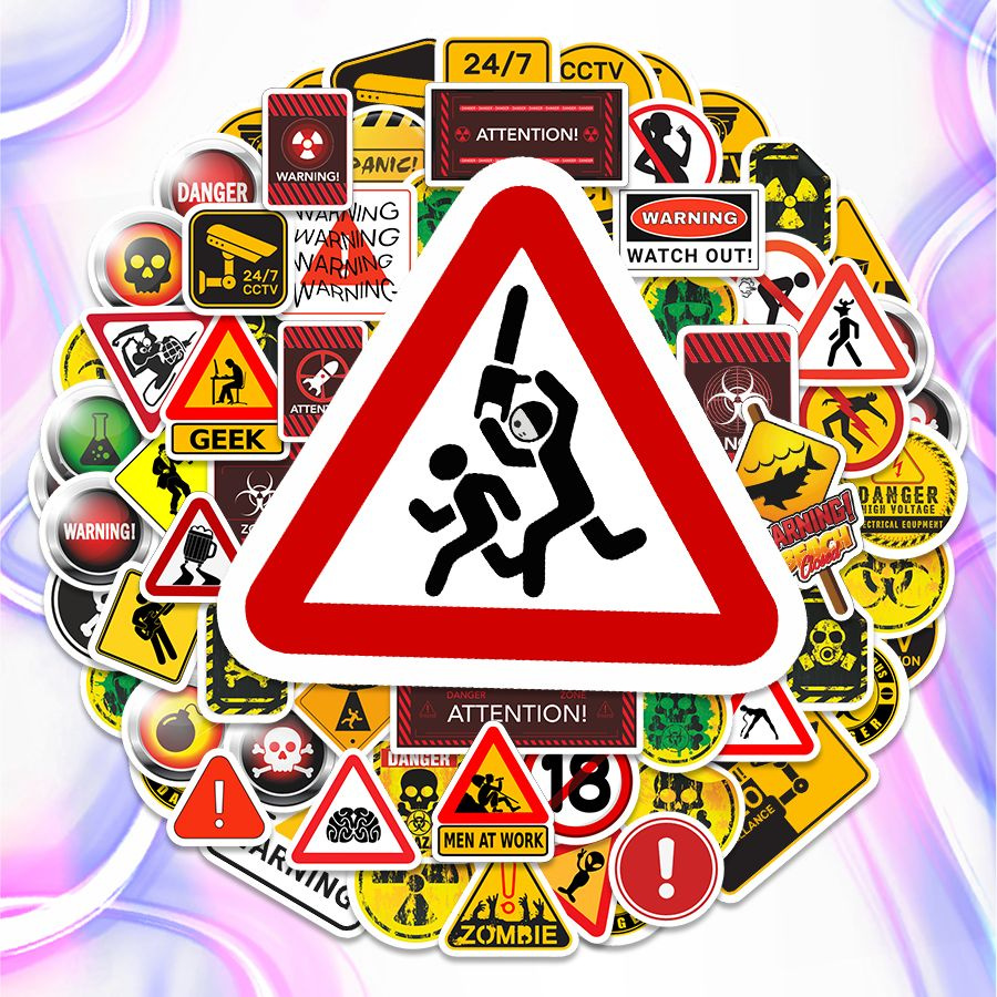 Наклейки, предупреждающие знаки, Stickeria, для творчества и декора, 50 ...