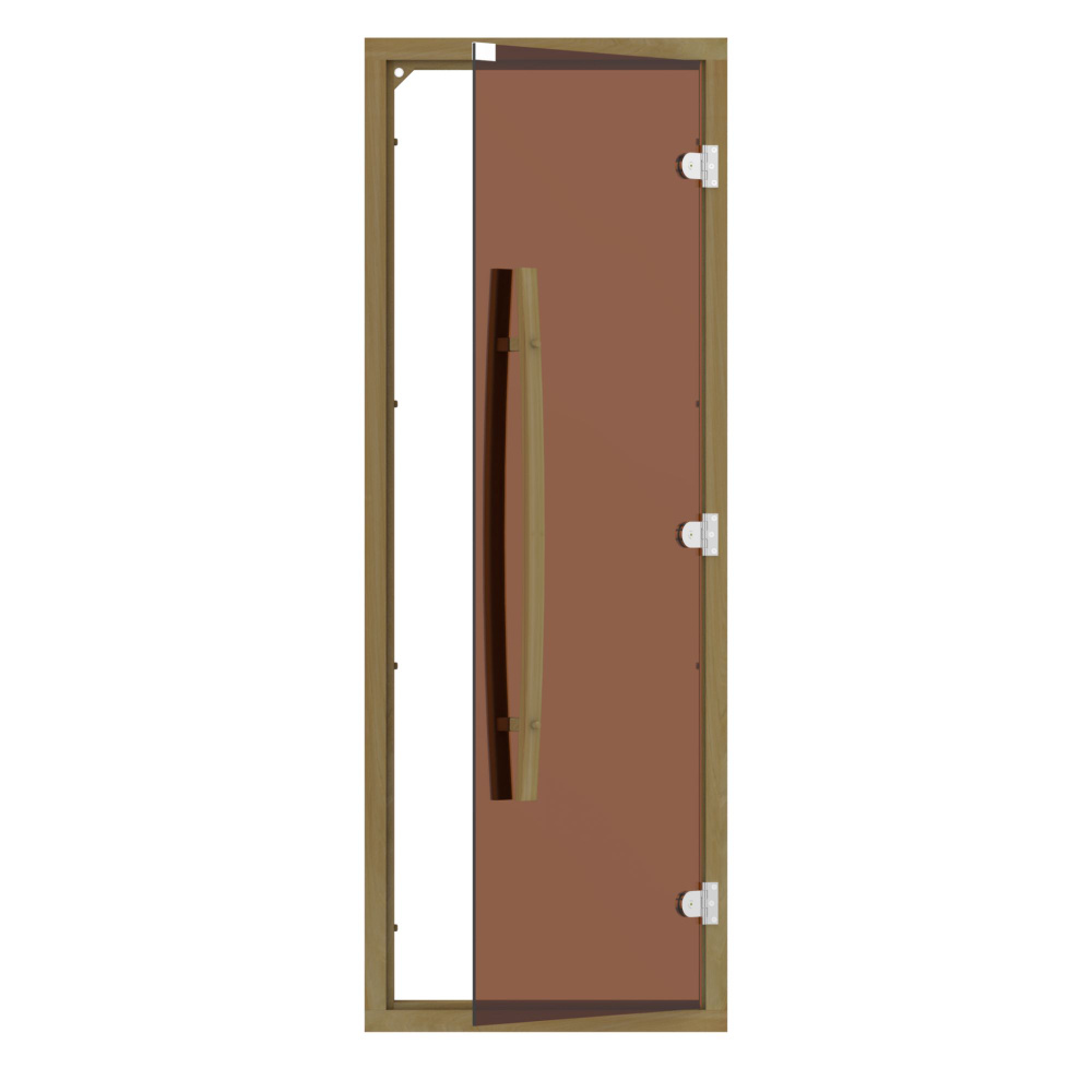 SAWO Дверь бронза с порогом, кедр, изогнутая ручка, 700*1900 мм  #1