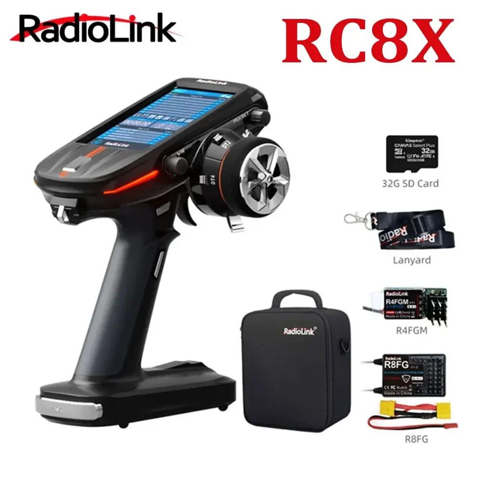 Radiolink RC8X 2,4G 8CH 4,3-дюймовый ЖК-передатчик с сенсорным фонарем,  подключаемый с приемником TBS CRSF R8FG R4FGM для радиоуправляемой машины,  ...