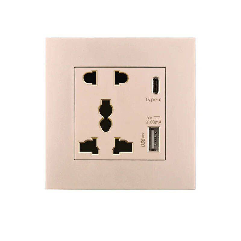 Розетка YouSmart Wall Socket 5 PINS USB-A Type-C Gold (Y1-F01) #1