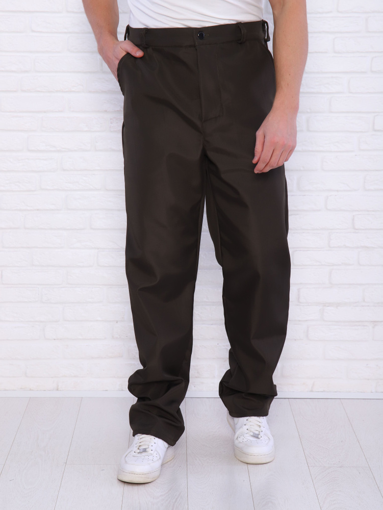 Демисезонные брюки/ утепленные штаны мужские на флисе (68-70, 170-176)  #1