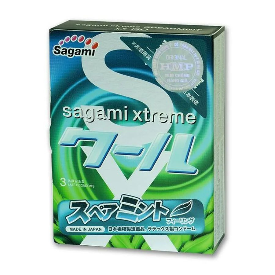 Презервативы SAGAMI Xtreme Mint 0.04мм 3 шт. латексные с ароматом мяты  #1