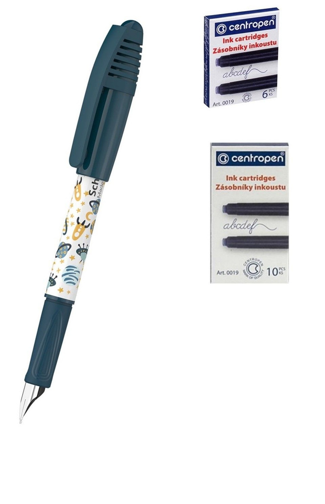 Ручка перьевая Schneider Zippi Space, детская для обучения письму + Картриджи CENTROPEN, art. 328  #1