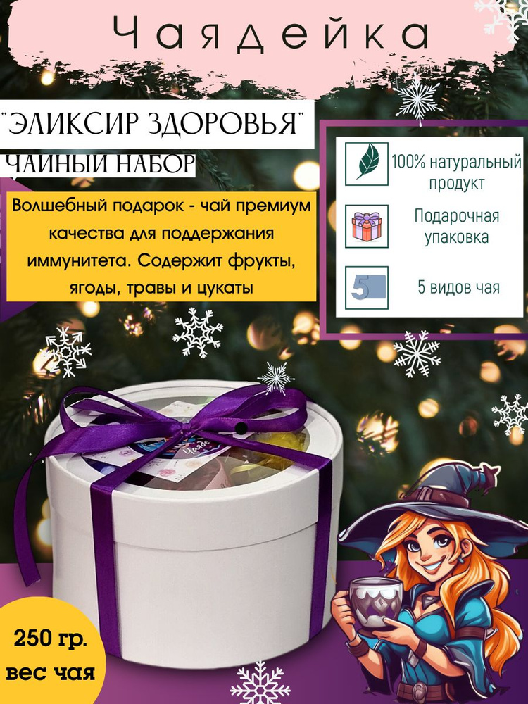 Подарочный набор чая, Чай листовой с добавками черный зеленый травяной ...